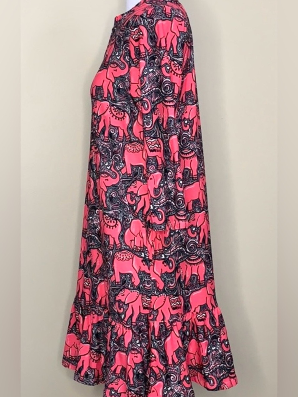 Simply Southern Pink Elephant Print Dress or Tunic Top, 3/4 Length Sleeves, NWT - Picture 3 of 6
